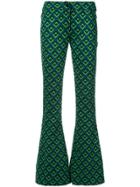 Dvf Diane Von Furstenberg Retro Print Flares - Green