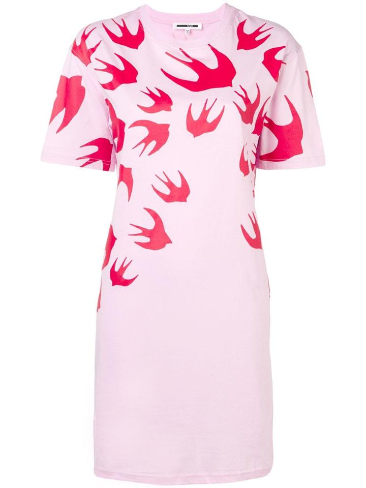 Mcq Alexander Mcqueen Swallow Print T-shirt Dress - Pink