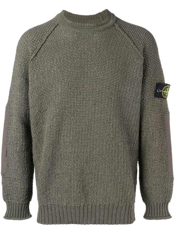 Stone Island Contrast Patch Jumper - Green