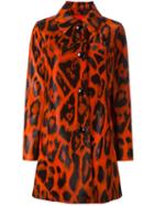 Drome Leopard Print Coat, Women's, Size: Medium, Red, Leather/acetate/viscose