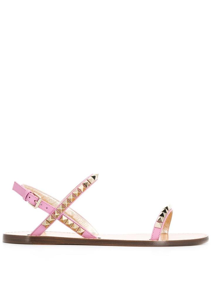 Valentino Valentino Garavani Rockstud Flat Sandals - Pink