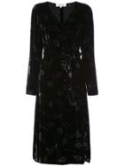 Diane Von Furstenberg Crushed Velvet Wrap Dress - Black