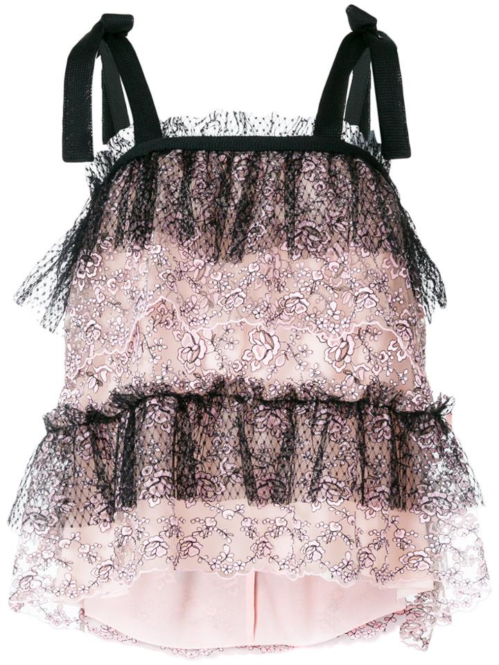 Philosophy Di Lorenzo Serafini Contrast Panel Lace Top - Pink & Purple