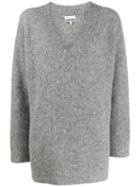 Ganni Ribbed Oversize Jumpers - Grey