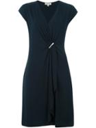 Michael Michael Kors Short Sleeve Draped Dress, Women's, Size: Large, Blue, Polyester/spandex/elastane