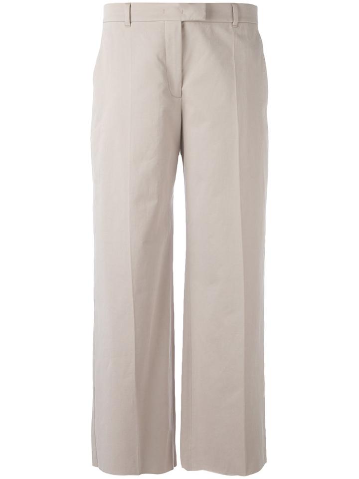 Agnona Wide-leg Cropped Trousers, Women's, Size: 42, Grey, Cotton/cashmere/spandex/elastane/cupro
