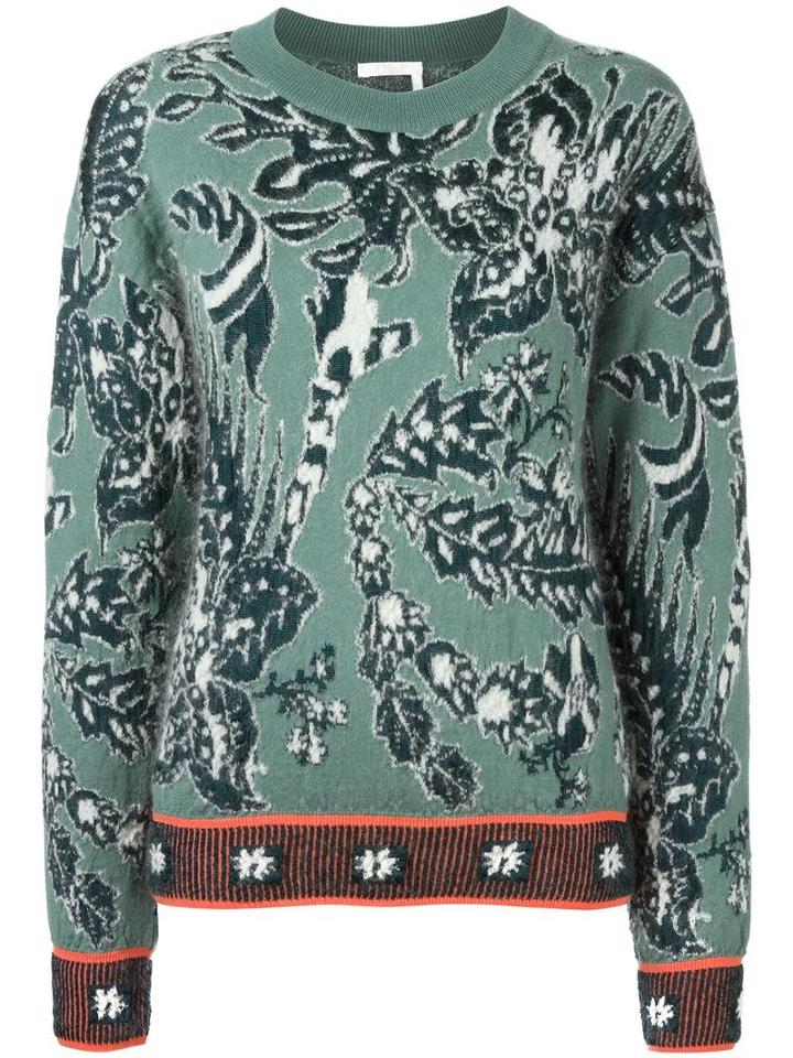 Chloé Cactus Flower Jacquard Jumper, Women's, Size: Small, Green, Polyamide/viscose/mohair/virgin Wool