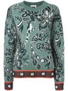 Chloé Cactus Flower Jacquard Jumper, Women's, Size: Small, Green, Polyamide/viscose/mohair/virgin Wool