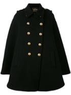 Roberto Cavalli - Buttoned Cape - Women - Polyester/viscose/virgin Wool - 40, Black, Polyester/viscose/virgin Wool