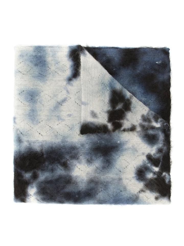 Suzusan Abstract Print Scarf, Adult Unisex, Blue, Cashmere
