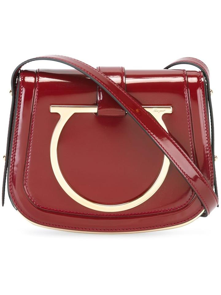 Salvatore Ferragamo 'sabine' Crossbody Bag, Women's, Red, Metal/calf Leather