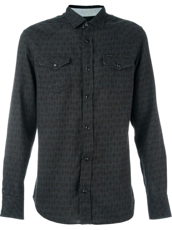 Diesel Paisley Print Shirt, Men's, Size: M, Black, Cotton