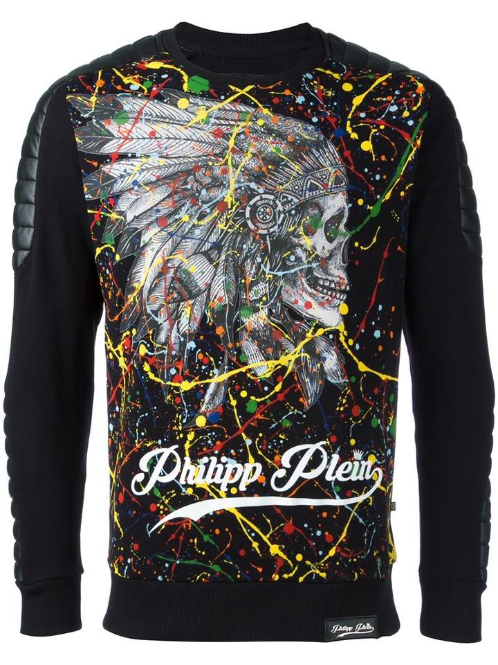 Philipp Plein Indian Color Sweatshirt, Men's, Size: Medium, Black, Cotton/polyurethane/polyester