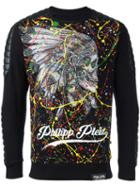 Philipp Plein Indian Color Sweatshirt, Men's, Size: Medium, Black, Cotton/polyurethane/polyester