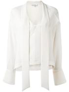 Iro Front Tie Longsleeved Blouse, Women's, Size: 38, White, Polyester