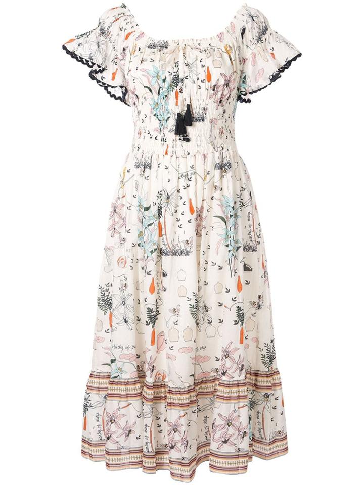 Tory Burch Floral Midi Dress - Neutrals