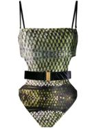 Mona Claudia Cut-out Swimsuit - Green