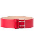 Alexander Mcqueen Buckle Fastening Waist Belt, Women's, Size: 70, Red, Leather