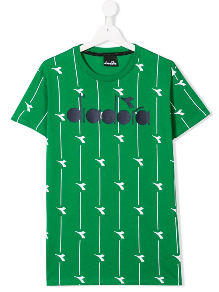 Diadora Junior Logo Print T-shirts - Green