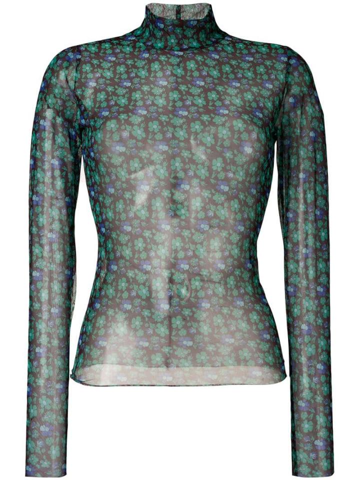 Henrik Vibskov Floral Print Mesh Top - Green