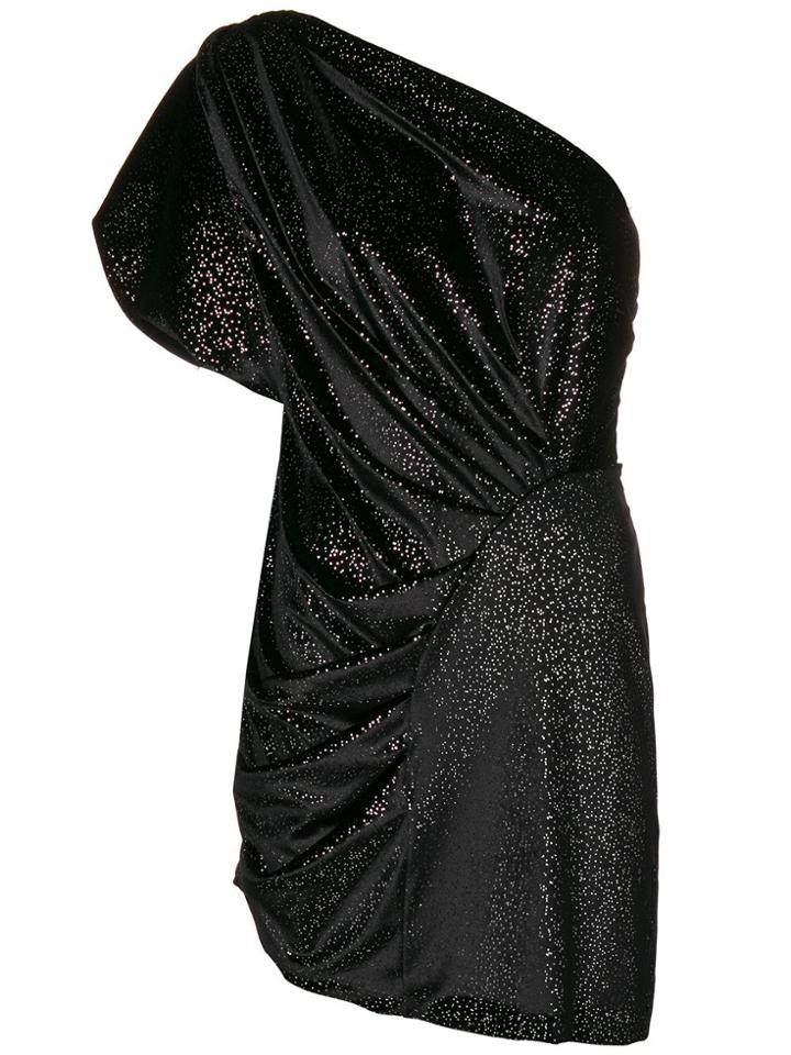 Attico Sparkly One-shoulder Mini Dress - Black