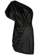 Attico Sparkly One-shoulder Mini Dress - Black