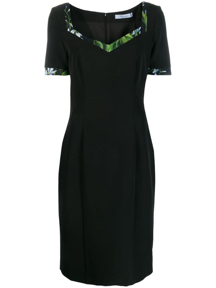 Blumarine Floral-trimmed Midi Dress - Black