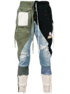 Greg Lauren Deconstructed Straight Leg Trousers - Blue