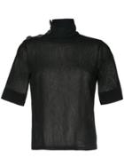 Taro Horiuchi High Neck Button Top - Black