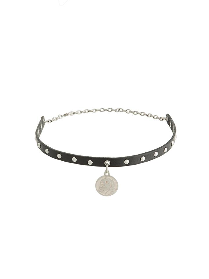 Hysteric Glamour Silver Coin Charm Choker - Black
