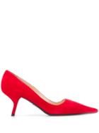 Prada Angled Heel Pumps - Red