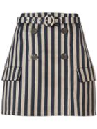 Jonathan Simkhai Structured Stripe Double Breasted Skirt - Gold