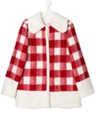 Piccola Ludo Teen Checked Coat - White