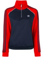 Adidas Originals - Zipped Neck Longsleeved Jersey - Women - Cotton/polyester - 46, Blue, Cotton/polyester