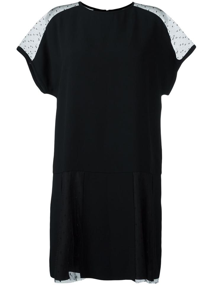 Red Valentino Sheer Shoulder Shift Dress, Women's, Size: 44, Black, Polyamide/polyester/acetate/viscose