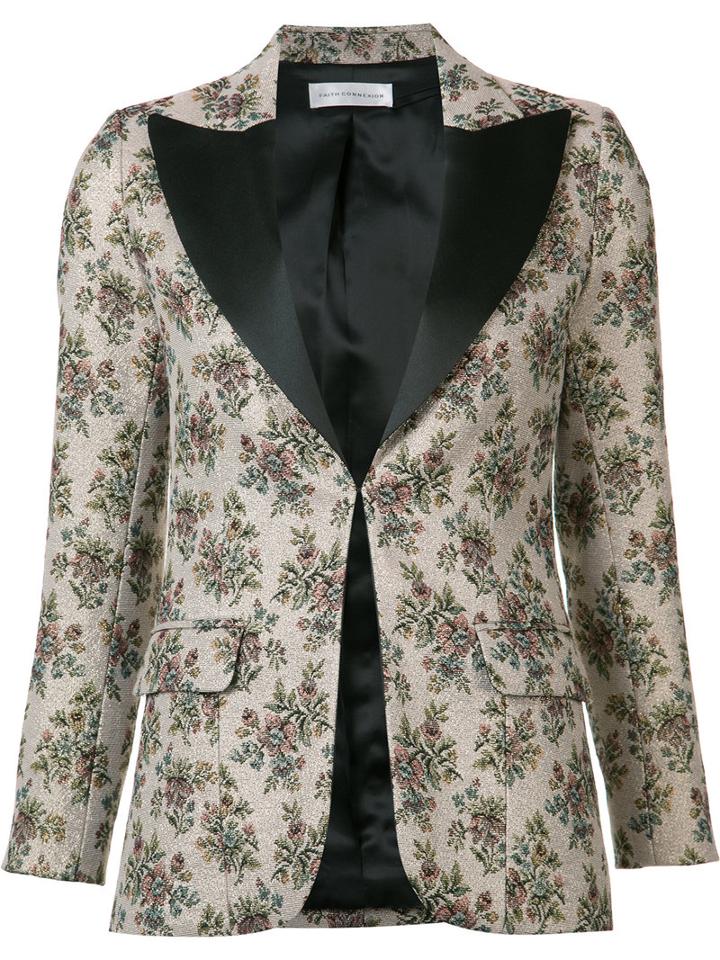 Faith Connexion Floral Jacquard Blazer, Women's, Size: 38, Nude/neutrals, Polyester/cotton/acrylic/polyamide