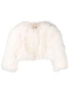 Yves Salomon Accessories Cropped Feather Jacket - White