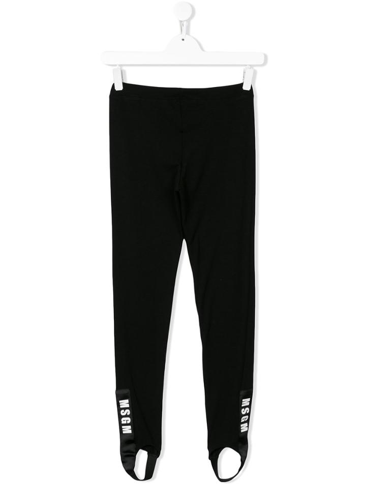 Msgm Kids Teen Ankle Straps Leggings - Black