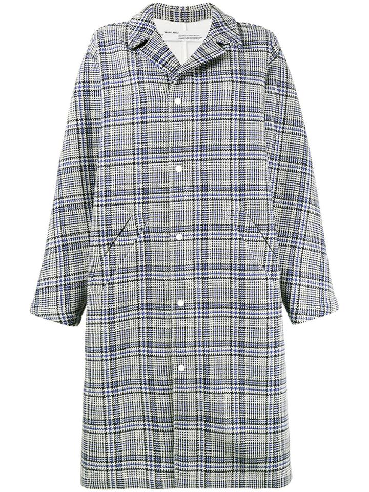 Off-white Oversized Check Coat - Blue