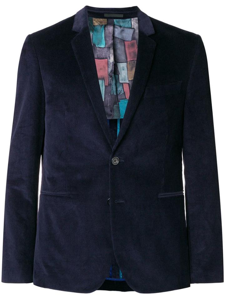 Ps By Paul Smith Velvet Corduroy Blazer - Blue