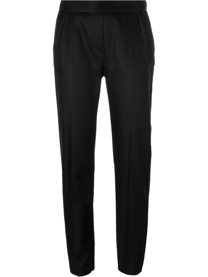 Mm6 Maison Margiela Slim Fit Trousers, Women's, Size: 46, Black, Cotton/cupro/viscose
