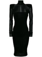 Alexandre Vauthier Sheer Panel Midi Dress - Black