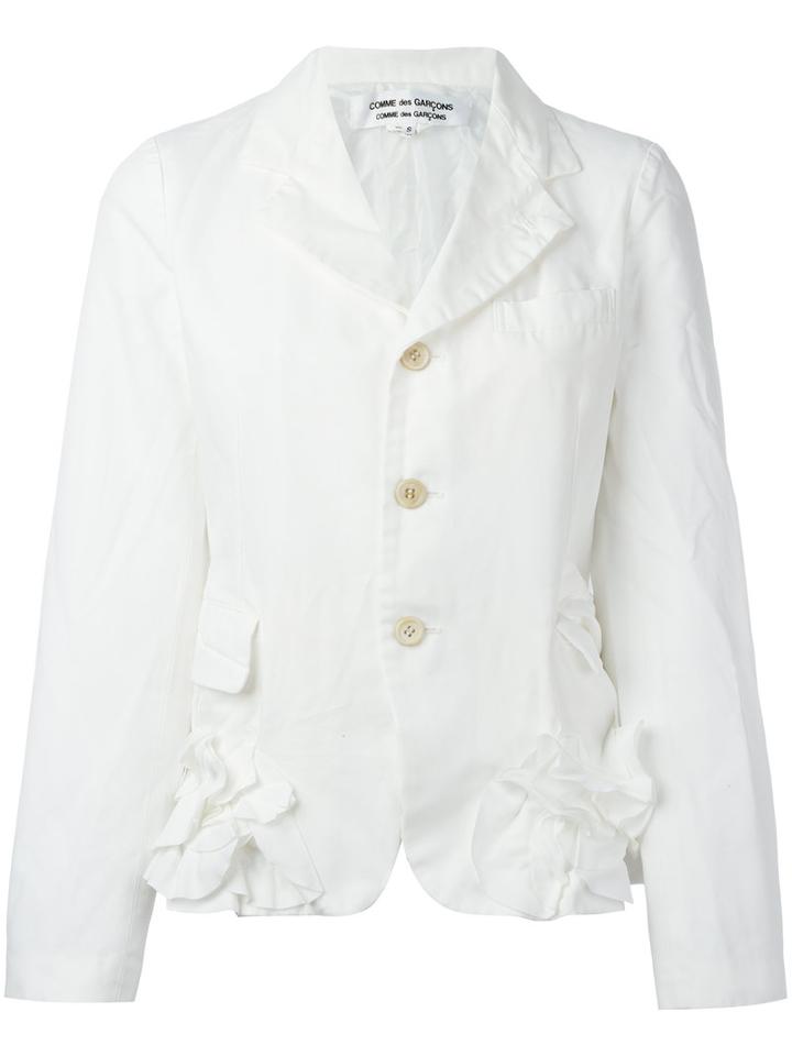 Comme Des Garçons Comme Des Garçons - Ruffled Detail Blazer - Women - Polyester - S, Women's, White, Polyester