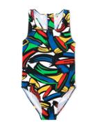 Stella Mccartney Kids Paint Stokes Print Imogen Swimsuit, Girl's, Size: 6 Yrs