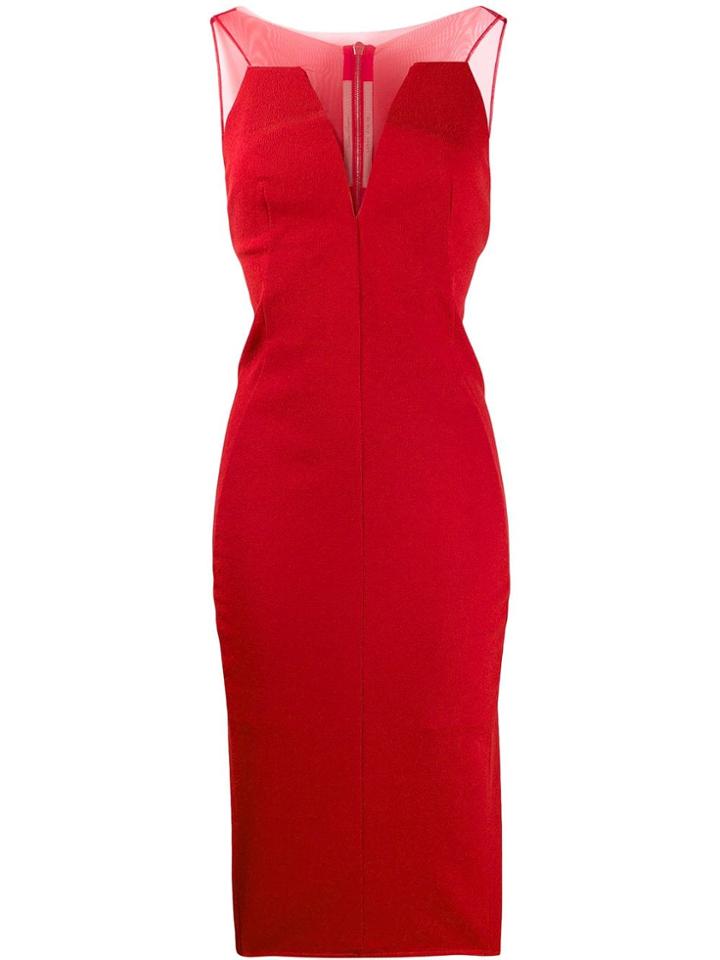 Rick Owens Mesh-panelled Dress - Red
