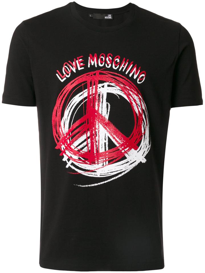 Love Moschino Peace Logo T-shirt - Black