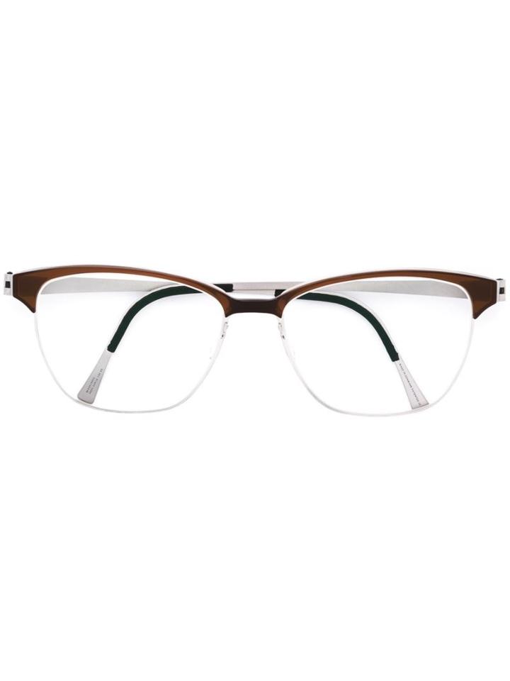 Lindberg 'strip' Glasses, Brown, Acetate/titanium