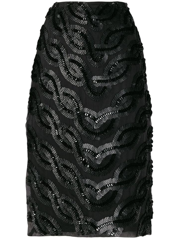 Erika Cavallini Side-slit Embellished Skirt - Black