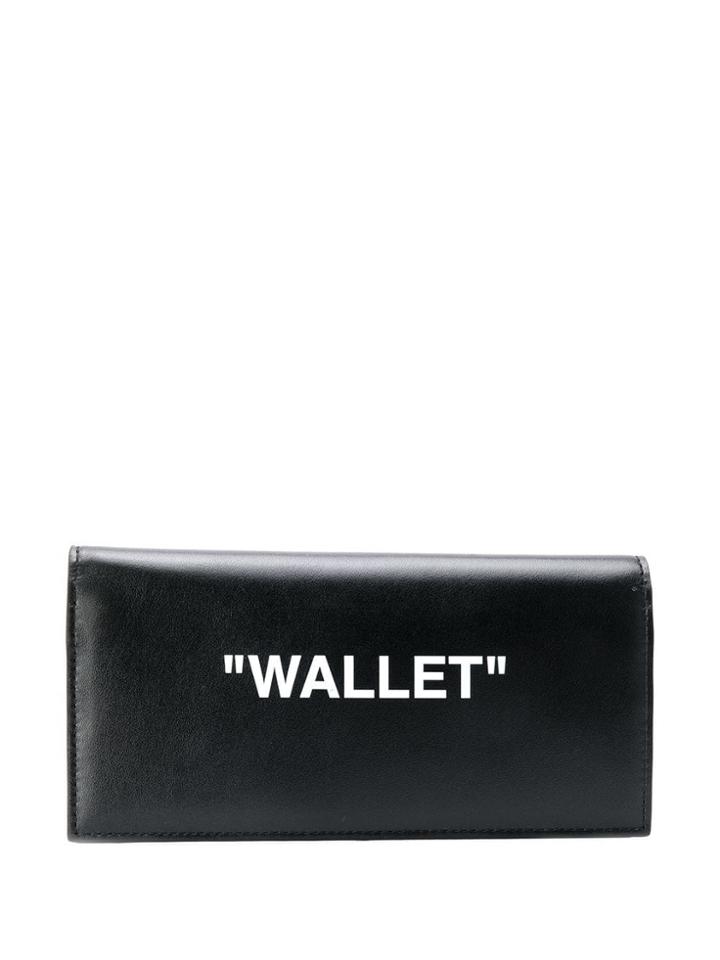 Off-white Long Slogan Print Wallet - Black