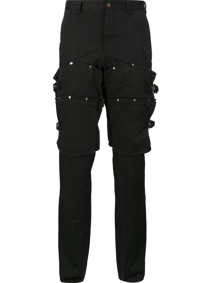 Comme Des Garçons Homme Plus Buckled Trousers, Men's, Size: Medium, Black, Polyester
